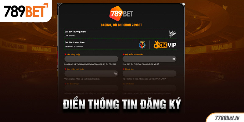 Cung cấp đầy đủ thông tin vào đơn đăng ký 789bet